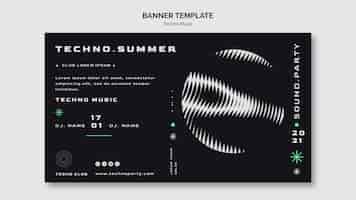 무료 PSD 테크노 음악 여름 축제 배너 서식 파일