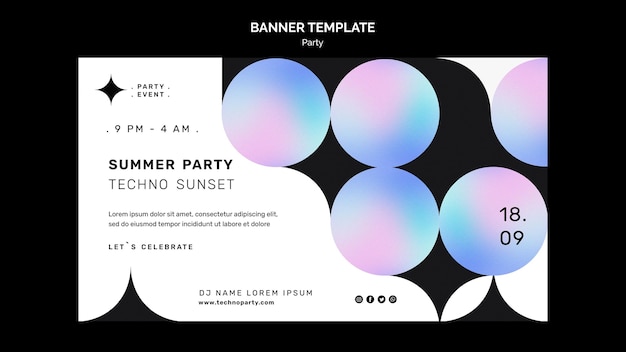 Free PSD techno party banner template