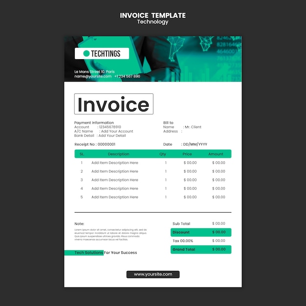 Free PSD technological innovation concept invoice template