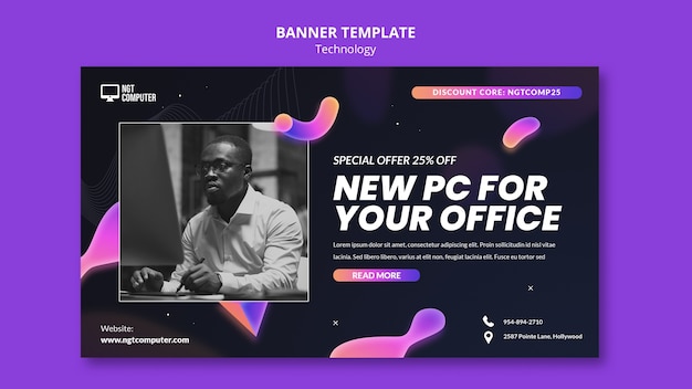 PSD gratuito design del modello di banner tecnologico