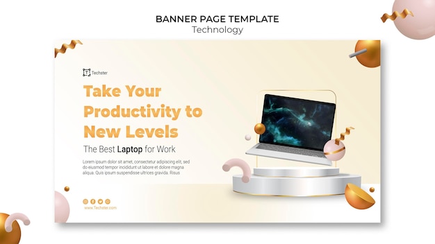 Free PSD technology banner template with photo