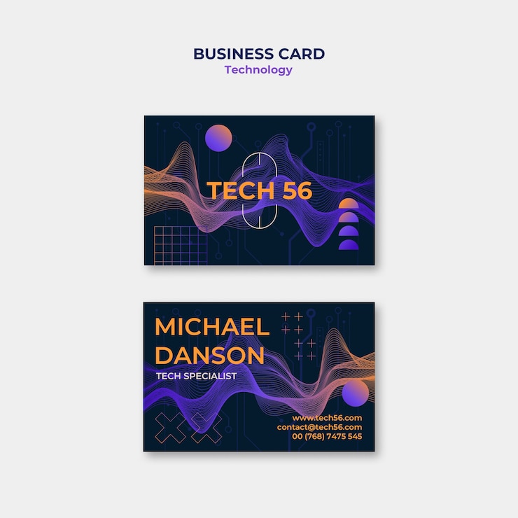 Free PSD technology business card template design