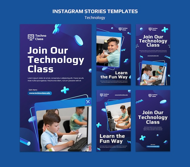 PSD gratuito modello di storie di instagram di classe tecnologica