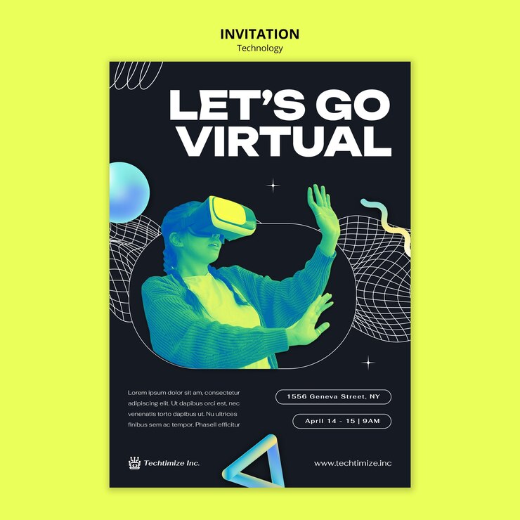 Free PSD technology concept  invitation template