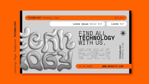 PSD gratuito modello di pagina di destinazione del concetto di tecnologia