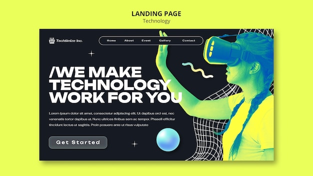 Free PSD technology concept landing page template