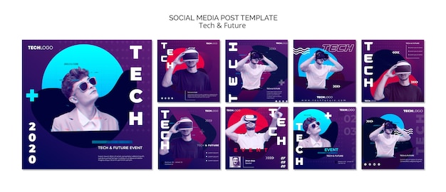 PSD gratuito concetto di tecnologia per post sui social media