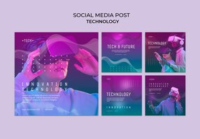Free PSD technology concept social media post
