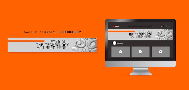 Free PSD technology concept youtube banner template