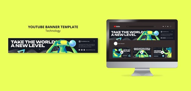 Technology concept youtube banner template