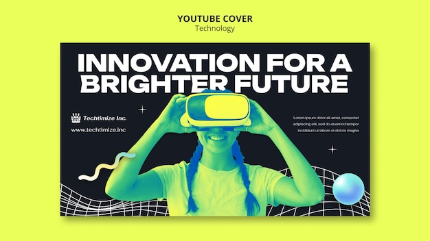 Free PSD technology concept youtube cover template