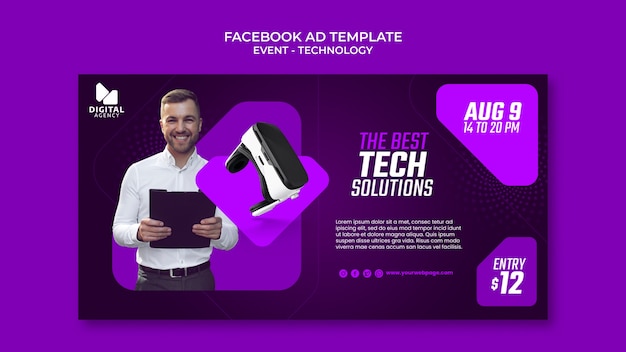 PSD gratuito modello di facebook per eventi tecnologici