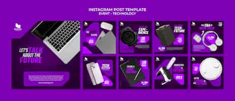 Free PSD technology event  instagram posts