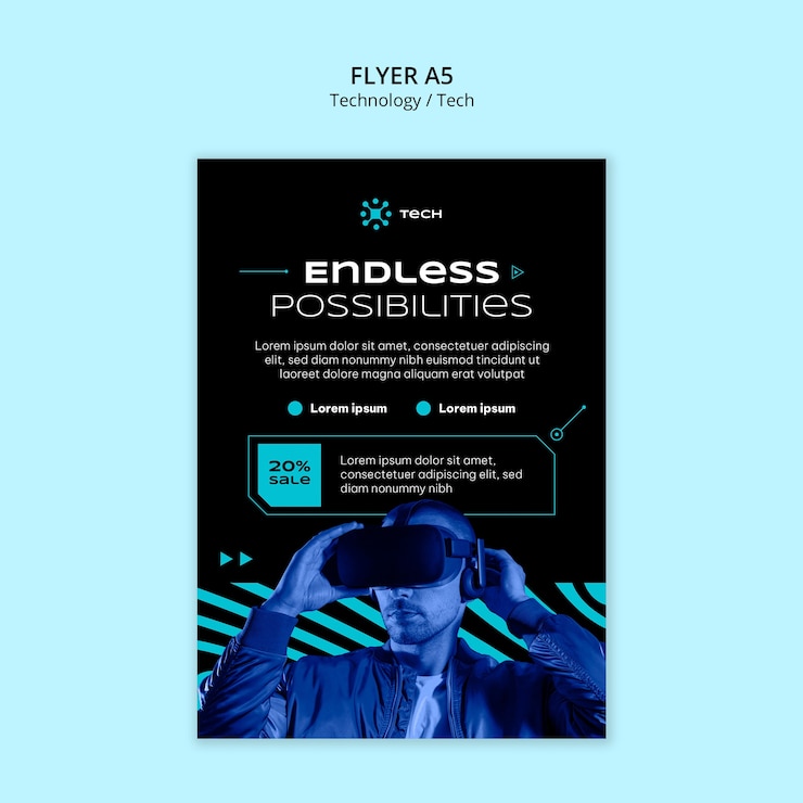 Free PSD technology flyer template design