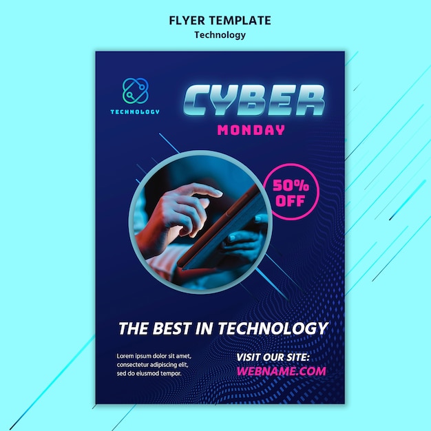 Technology flyer template with photo