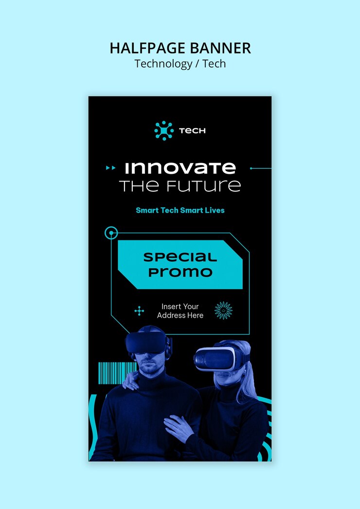 Free PSD technology halfpage banner template design