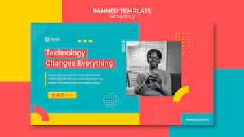 Free PSD technology horizontal banner template