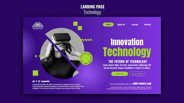 PSD gratuito pagina di destinazione dell'innovazione tecnologica