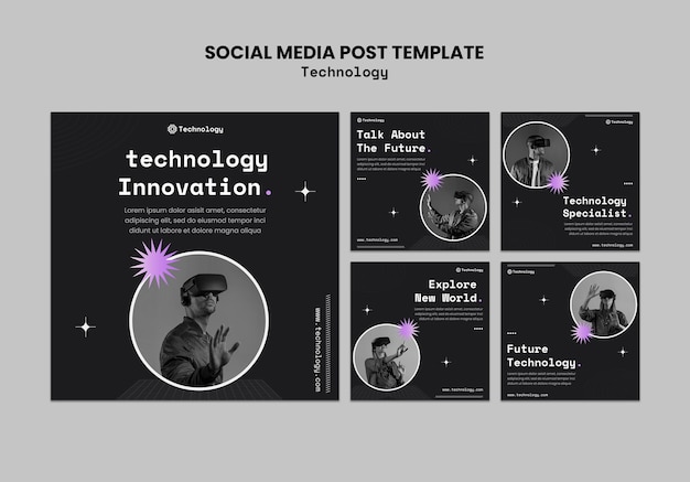 Free PSD technology innovation social media post