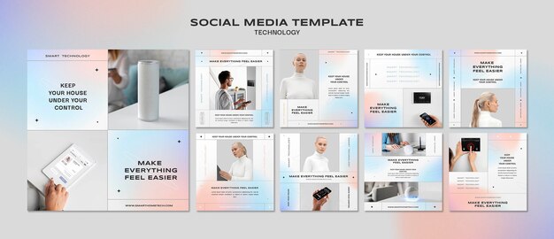 Technology instagram post design template