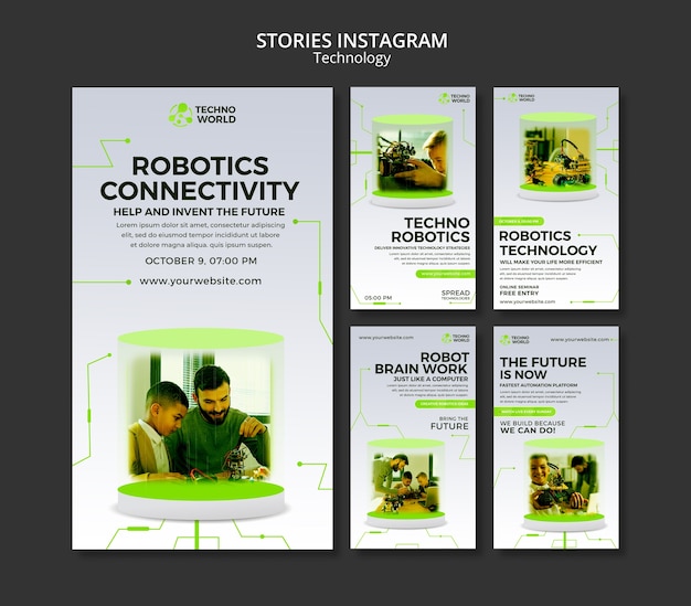 PSD gratuito progettazione di modelli di storie di instagram di tecnologia