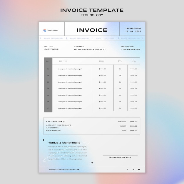 無料PSD 技術請求書デザインテンプレート