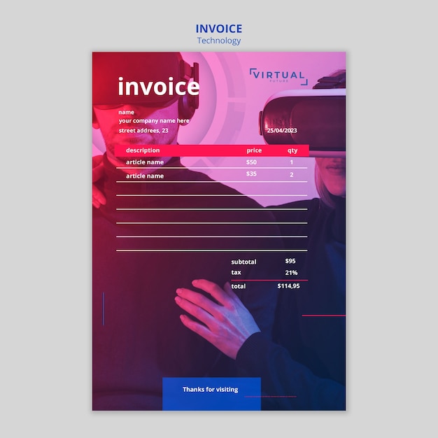 Free PSD technology invoice template design