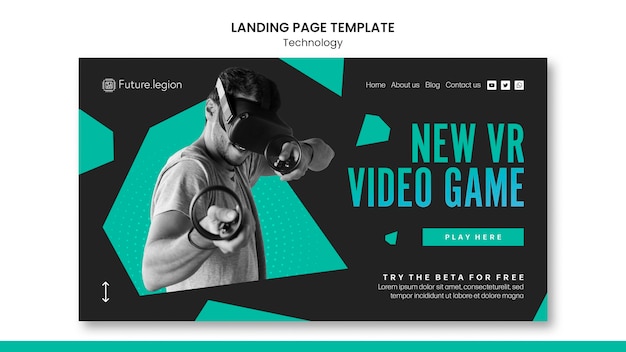 無料PSD テクノロジーランディングページテンプレートデザイン
