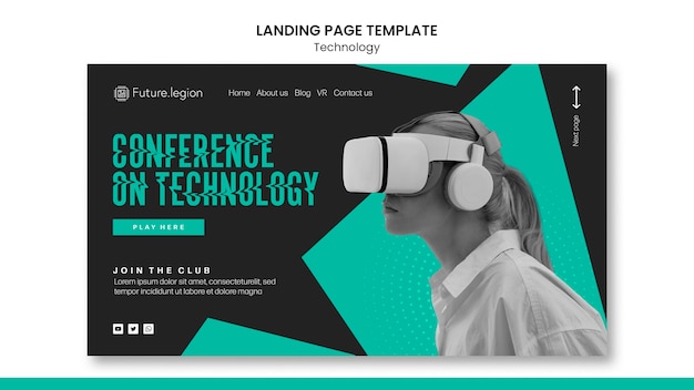 Free PSD technology landing page template design