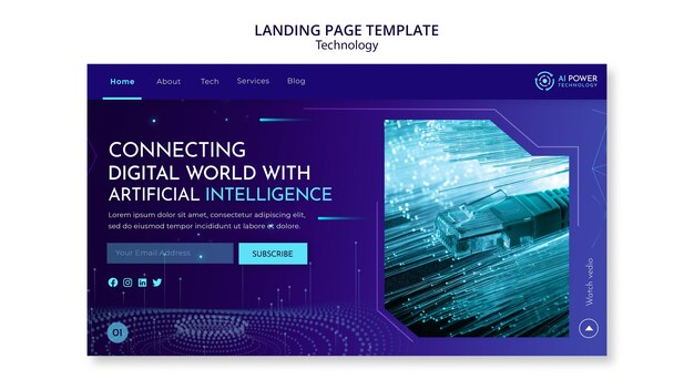 Technology landing page template design