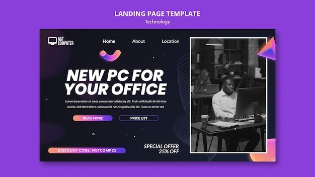 Free PSD technology landing page template design