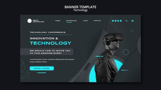 Free PSD technology landing page template for virtual reality