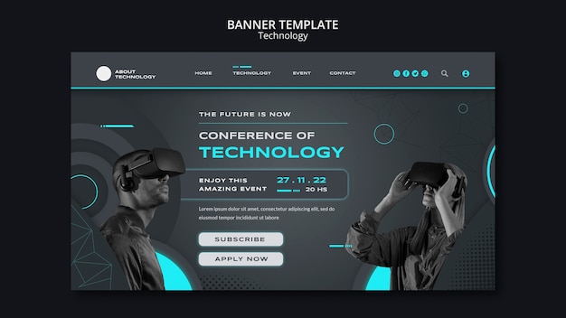 Free PSD technology landing page template for virtual reality