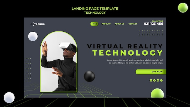 Free PSD technology landing page template