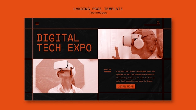 Free PSD technology landing page template