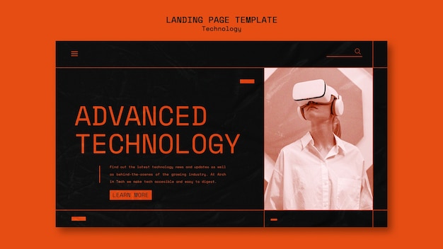 Free PSD technology landing page template