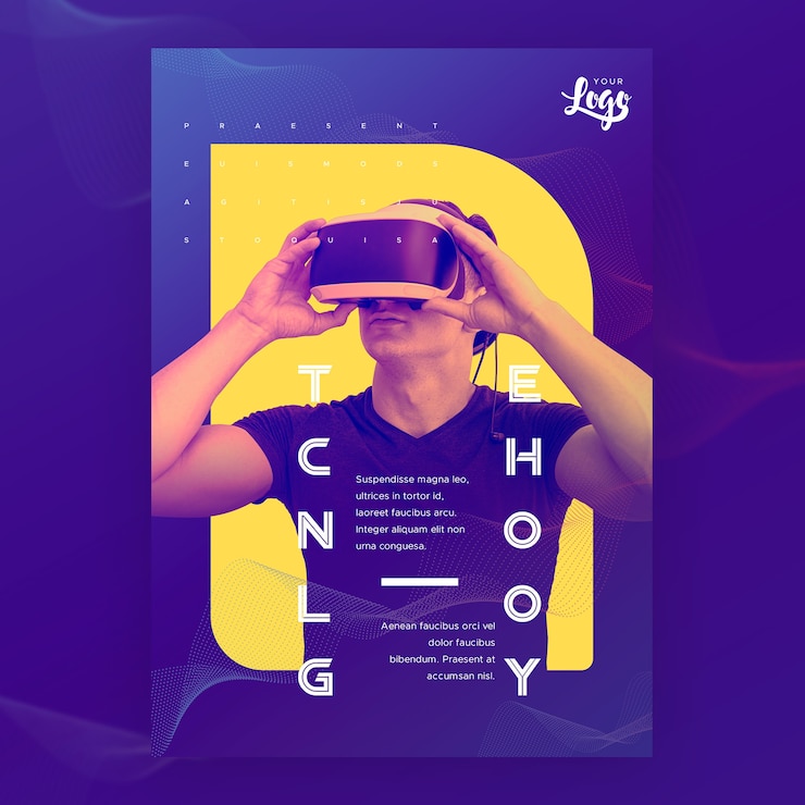 Free PSD technology man using virtual reality glasses