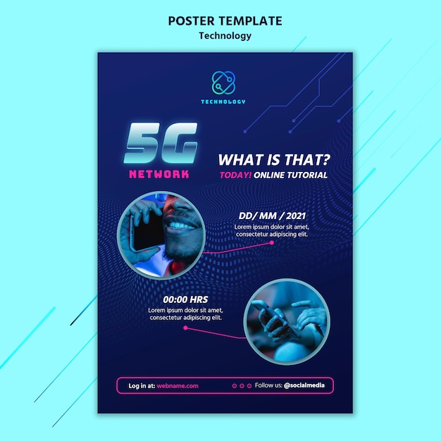 Free PSD technology poster template with photo