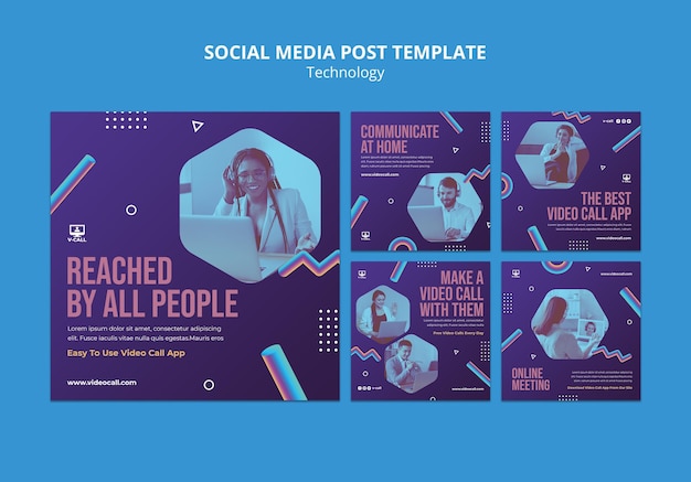 Free PSD technology social media post template