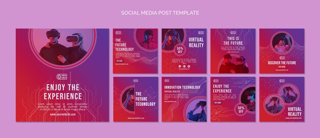 Technology social media posts set
