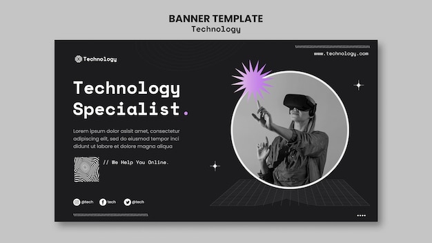 PSD gratuito modello di banner specialista di tecnologia