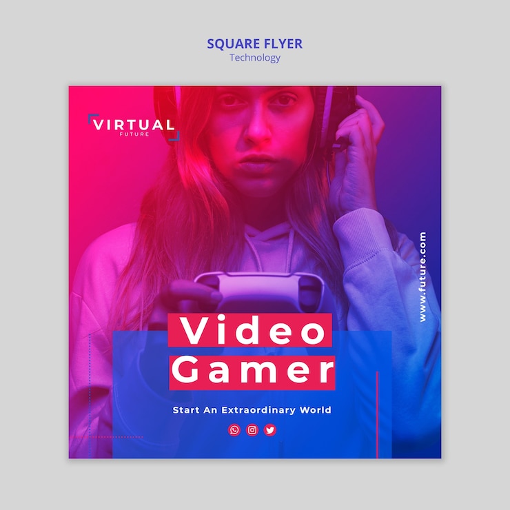 Free PSD technology square flyer template design