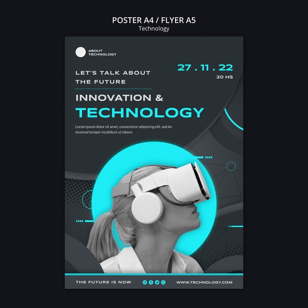 Free PSD technology vertical poster template for virtual reality