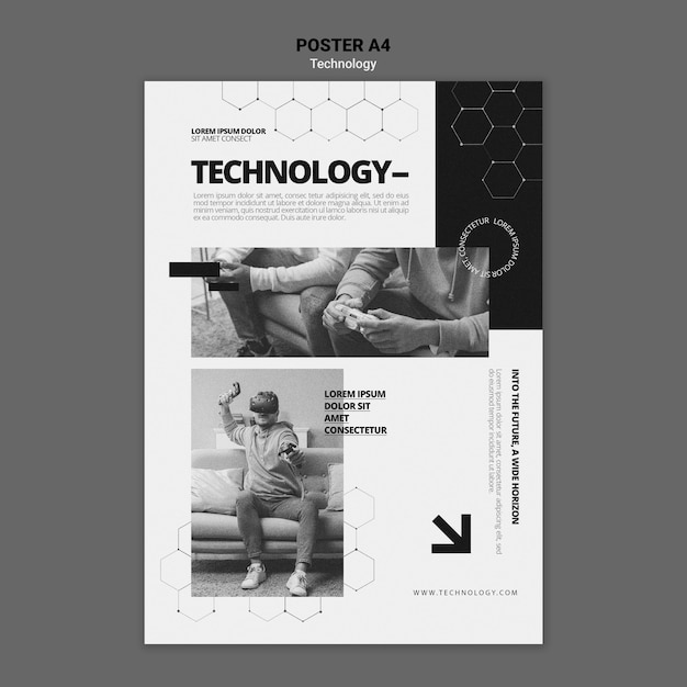 Technology in video games poster template