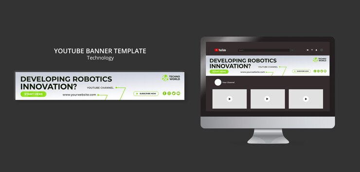 Free PSD technology youtube banner template design