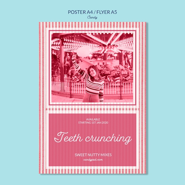 Free PSD teeth crunching candy shop poster