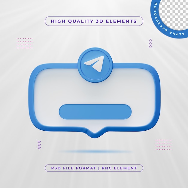 Telegram join us banner element icon isolated 3d render