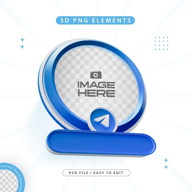 Telegram join us banner element icon isolated 3d render