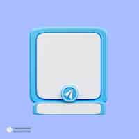 Free PSD telegram search bar icon isolated 3d rendering