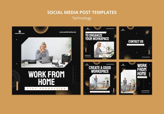 Free PSD telework social media post template